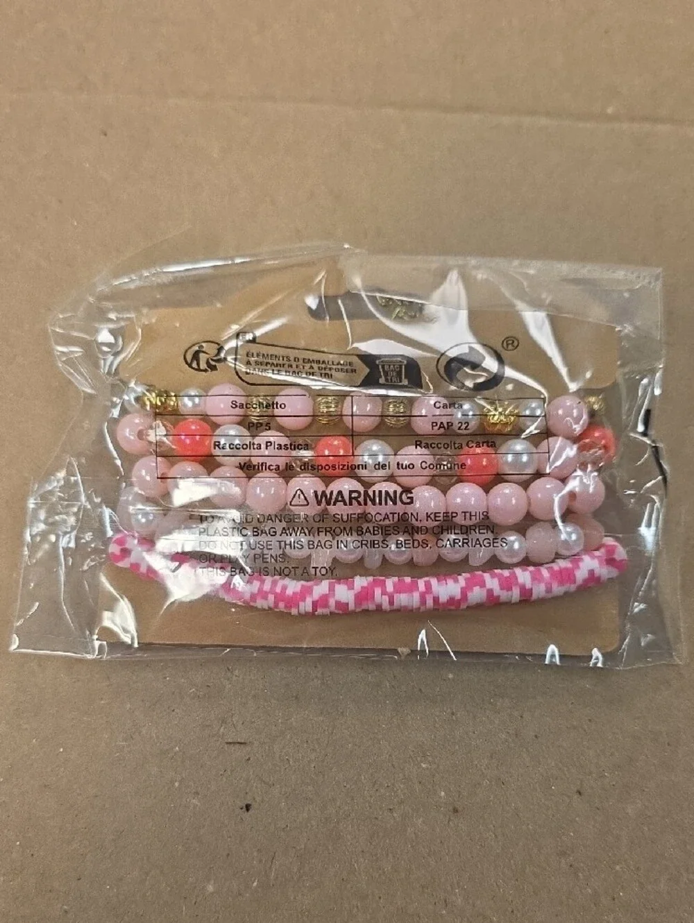 Fashion Jewelry Pink and Coral Kids Beaded Bracelet Set with Gold Accents